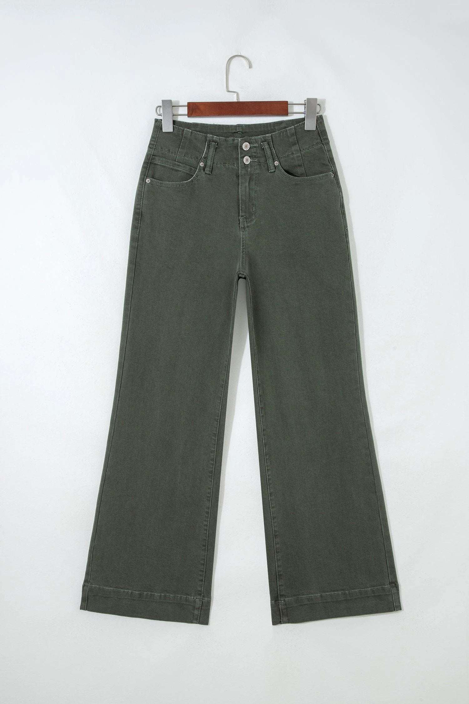Bellina | High Rise Two Button Flare Jeans for Women with Clean Straight Seams