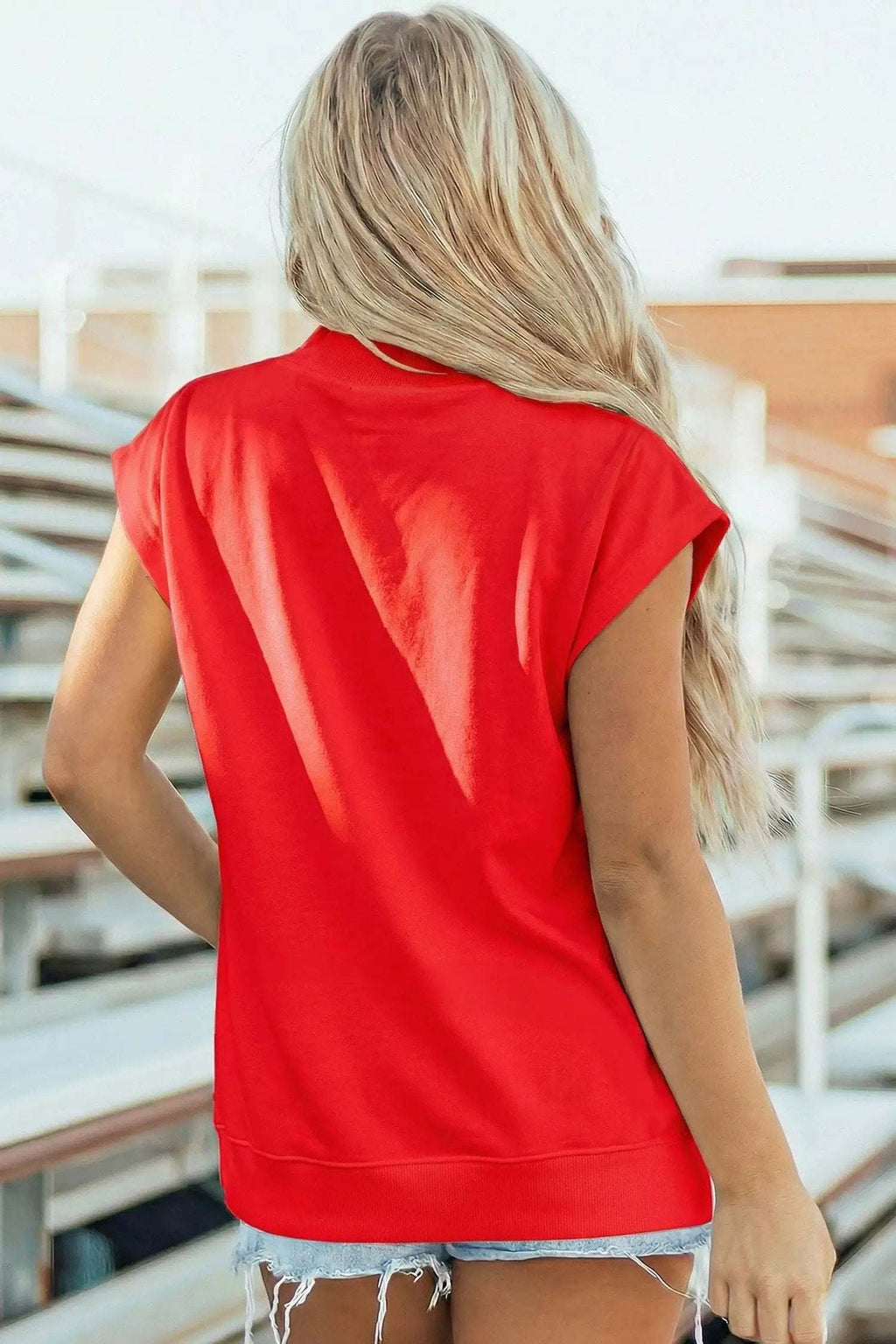 Danae | Mock Neck Cap Sleeve Relaxed Top for Everyday Layering