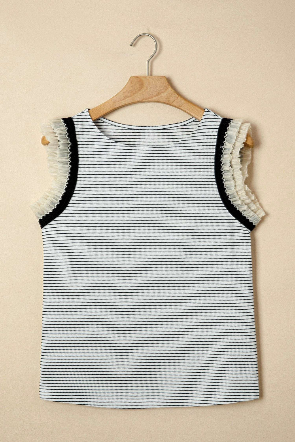 Ximena | Striped Ruffle Trim Sleeveless Tank Top