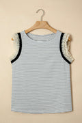Ximena | Striped Ruffle Trim Sleeveless Tank Top