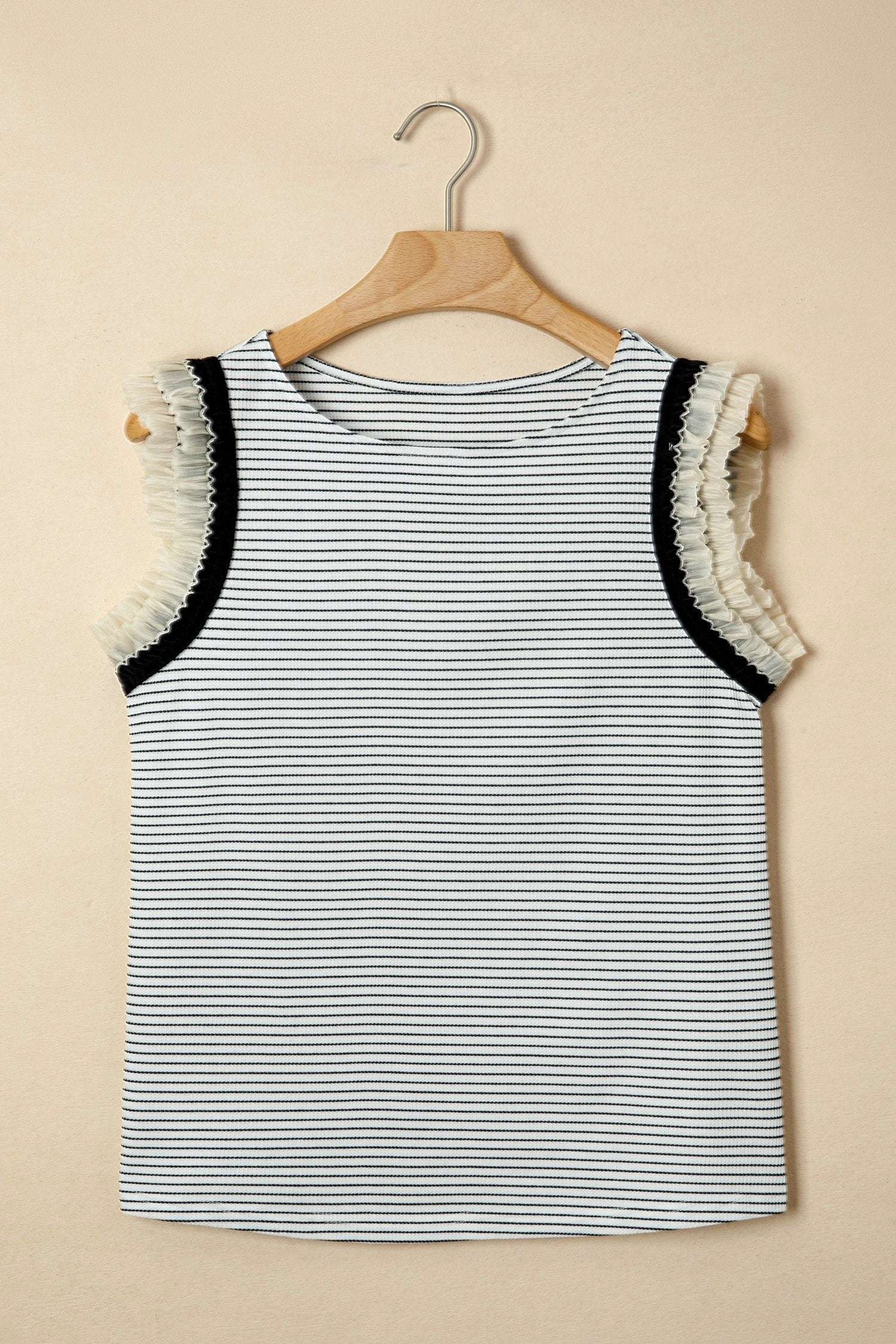 Ximena | Striped Ruffle Trim Sleeveless Tank Top