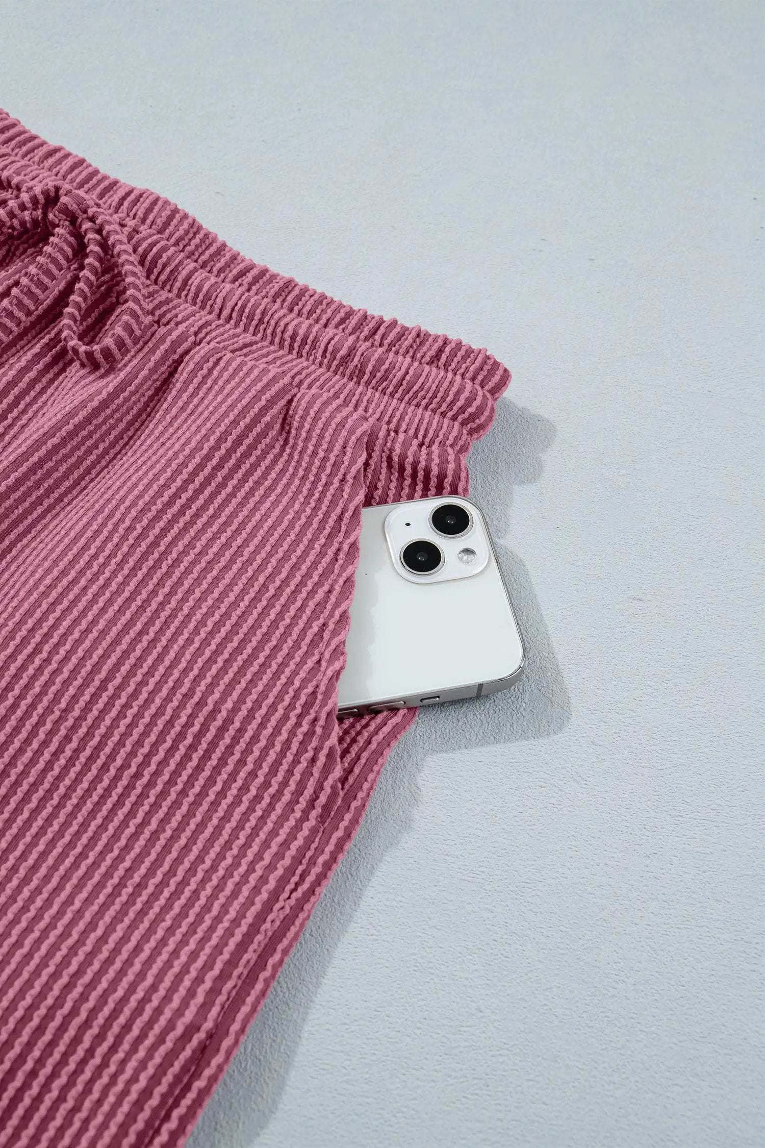 Wrenna | Ribbed Twist Front Tee and Drawstring Shorts Two Piece Set