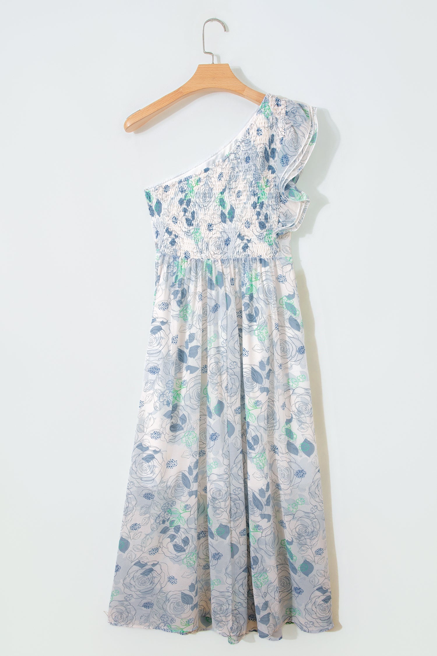 Giulietta | Floral One Shoulder Ruffled Maxi Dress for Summer Occasions