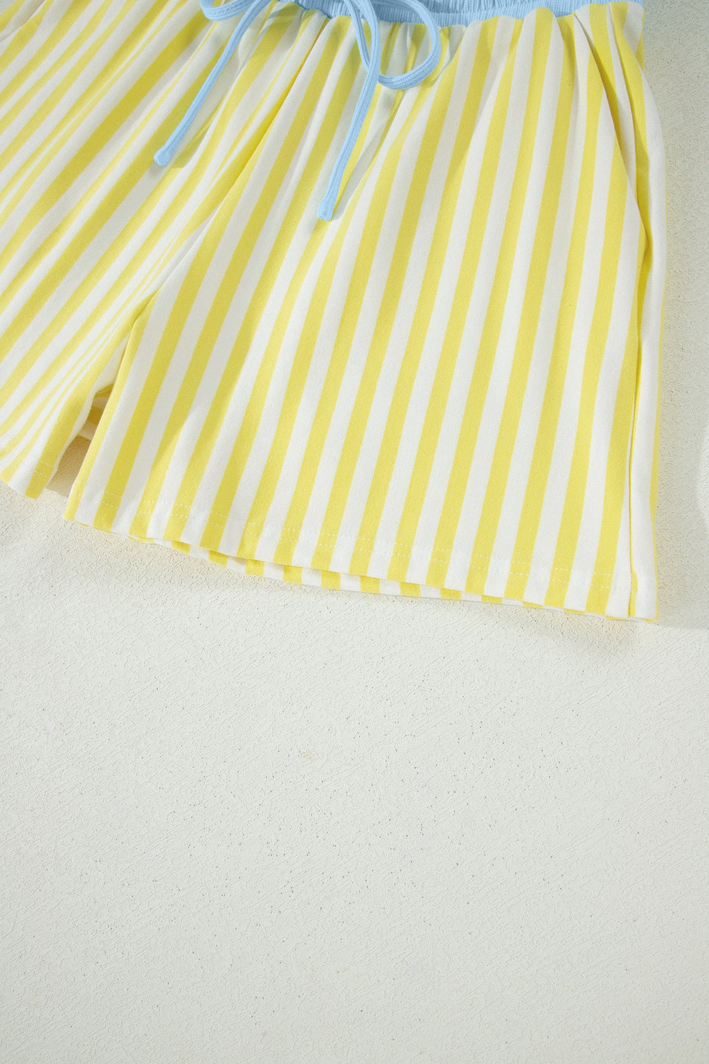 Juliette | Striped Contrast V Neck Tee and Drawstring Shorts Set