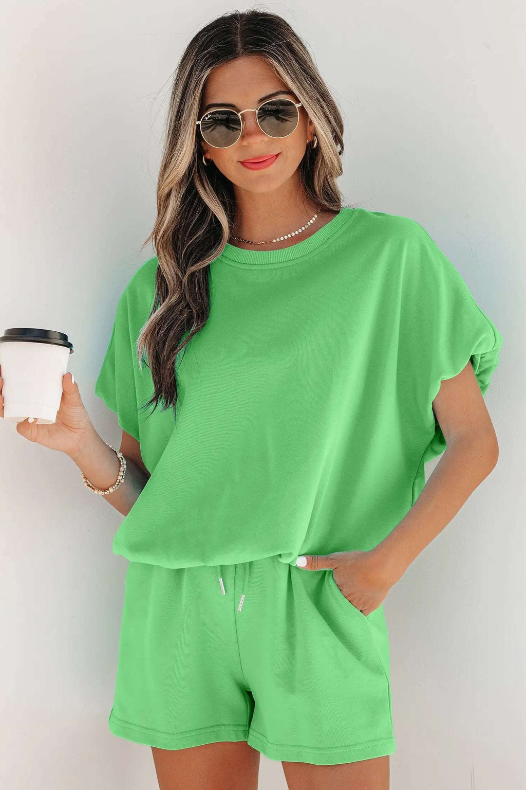 Paloma | Relaxed Blouson Top and Drawstring Shorts Two Piece Set