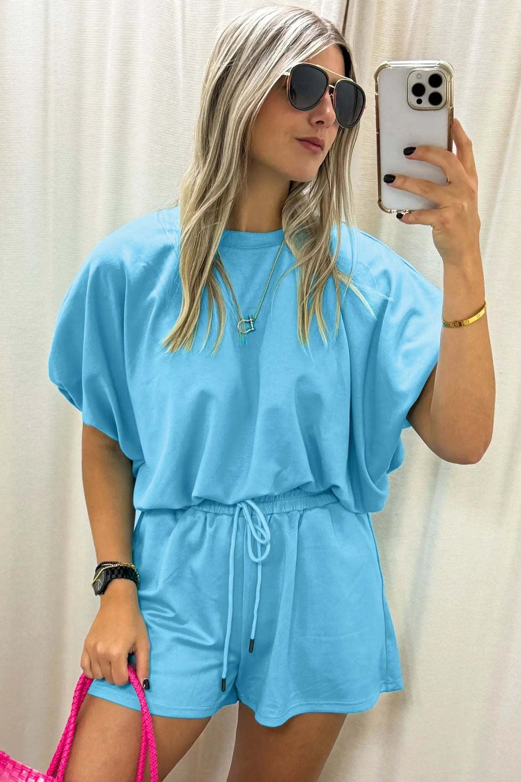 Paloma | Relaxed Blouson Top and Drawstring Shorts Two Piece Set
