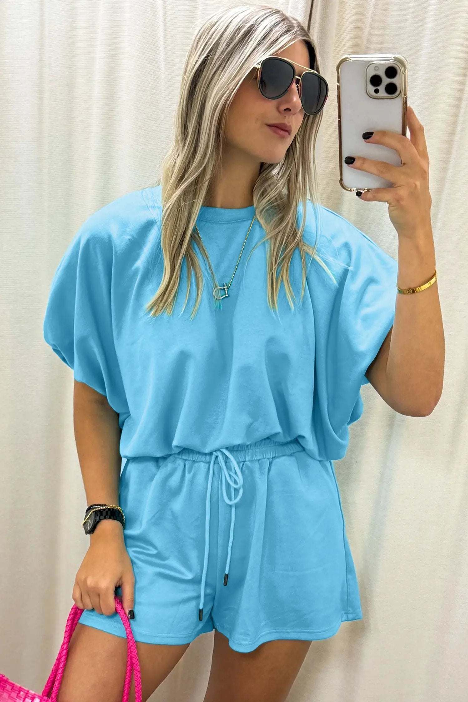 Paloma | Relaxed Blouson Top and Drawstring Shorts Two Piece Set