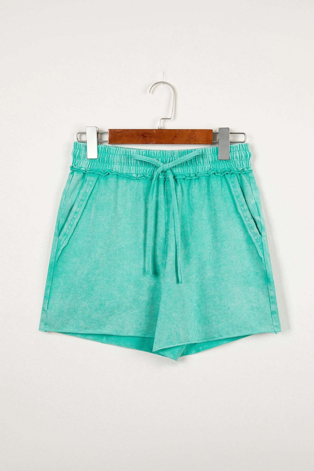 Carlotta | Mineral Washed Drawstring Shorts with Raw Edge Hem