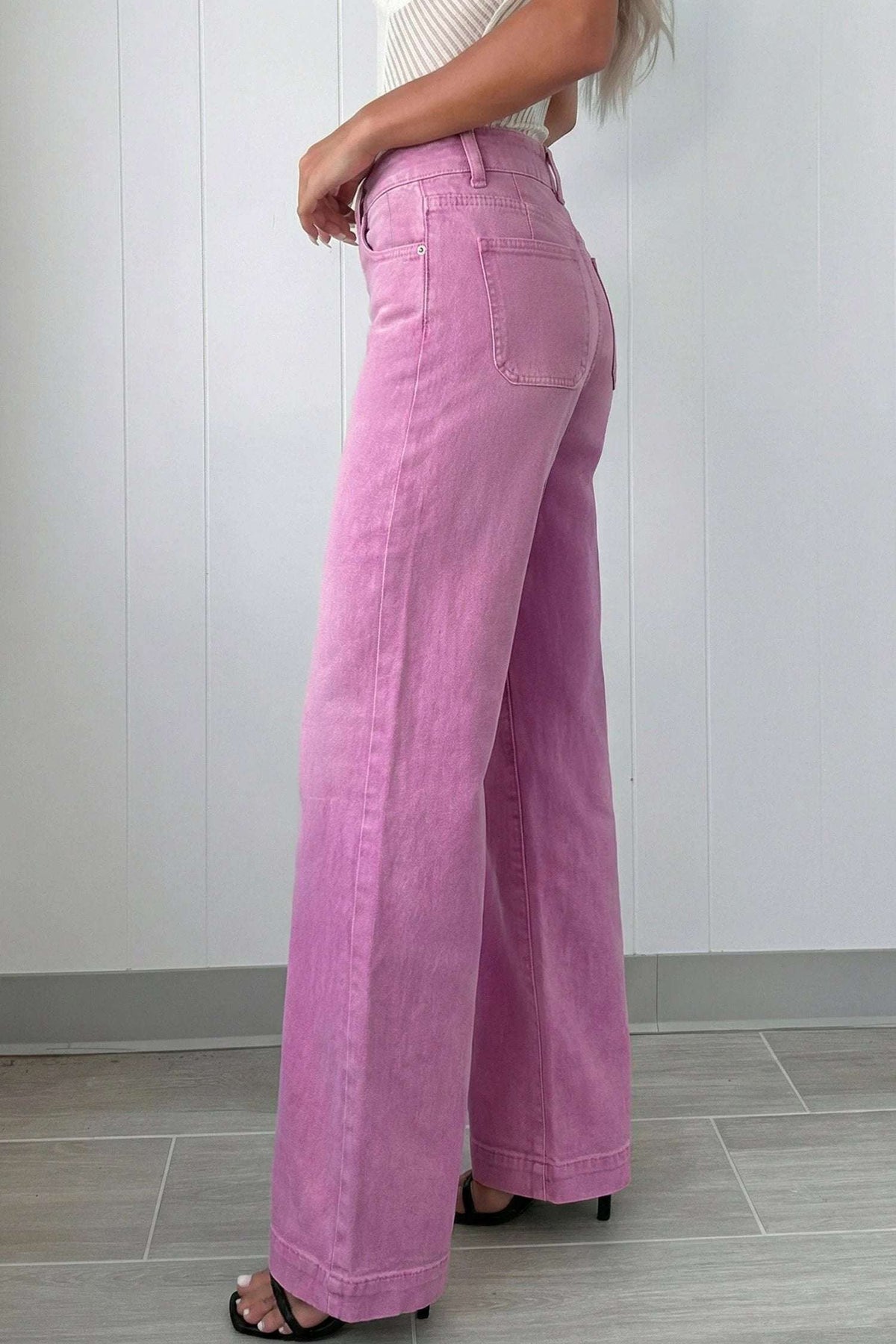 Bellina | High Rise Two Button Flare Jeans for Women with Clean Straight Seams