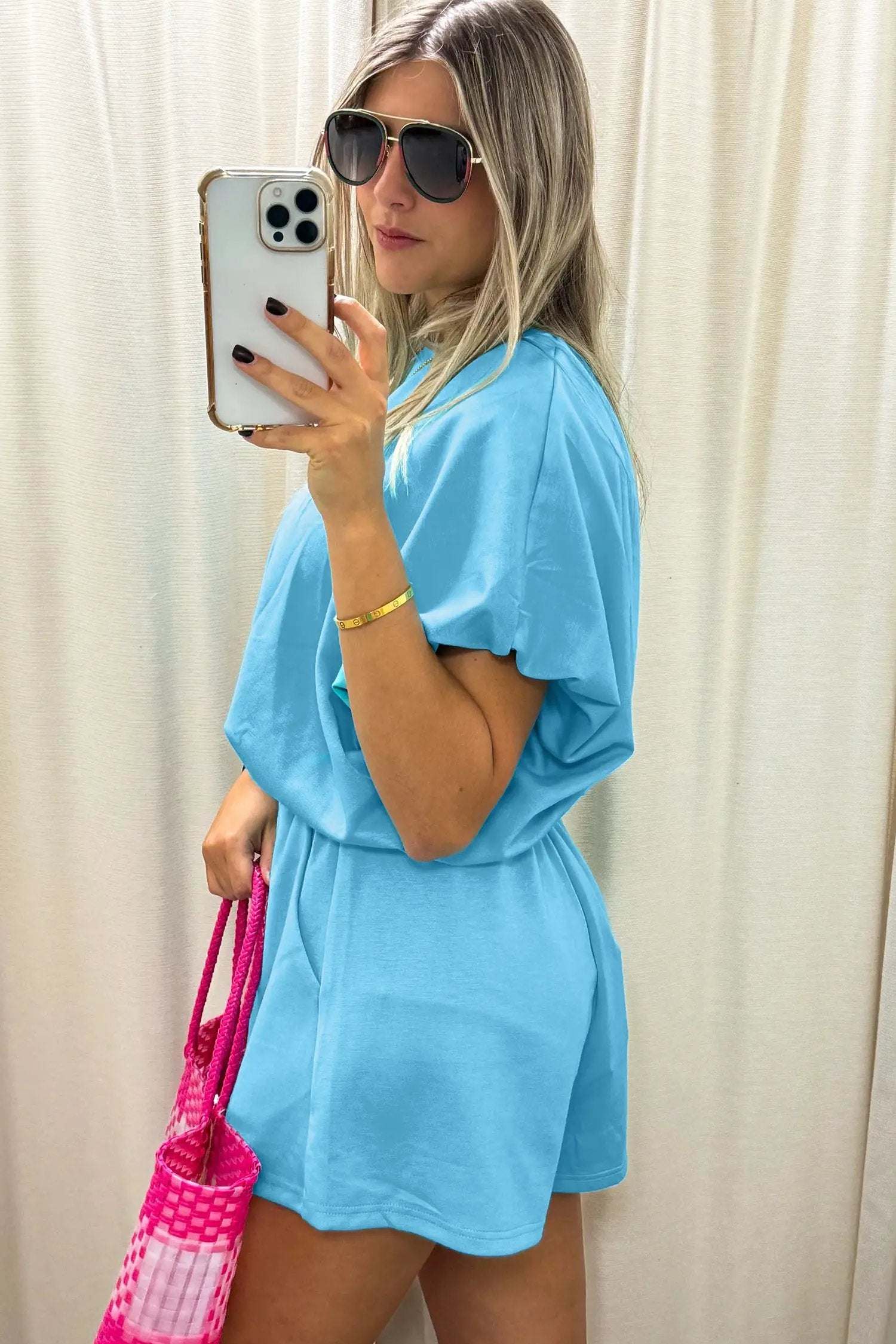 Paloma | Relaxed Blouson Top and Drawstring Shorts Two Piece Set