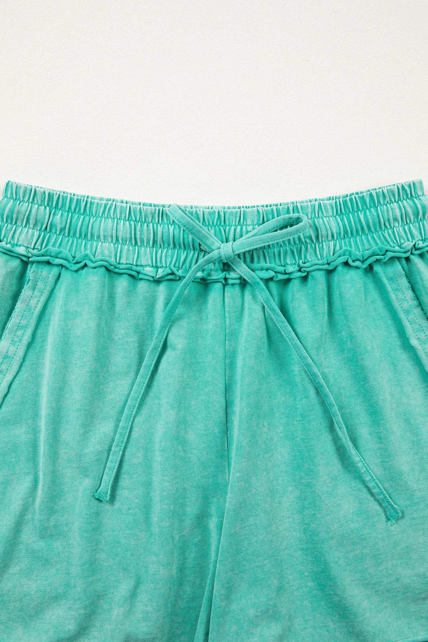 Carlotta | Mineral Washed Drawstring Shorts with Raw Edge Hem