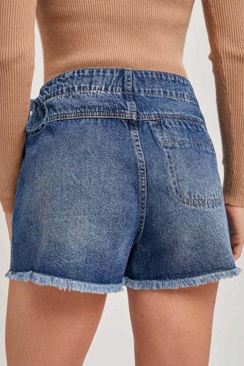 Alessia | Wrap Front Denim Skort with Tie Waist and Hidden Shorts