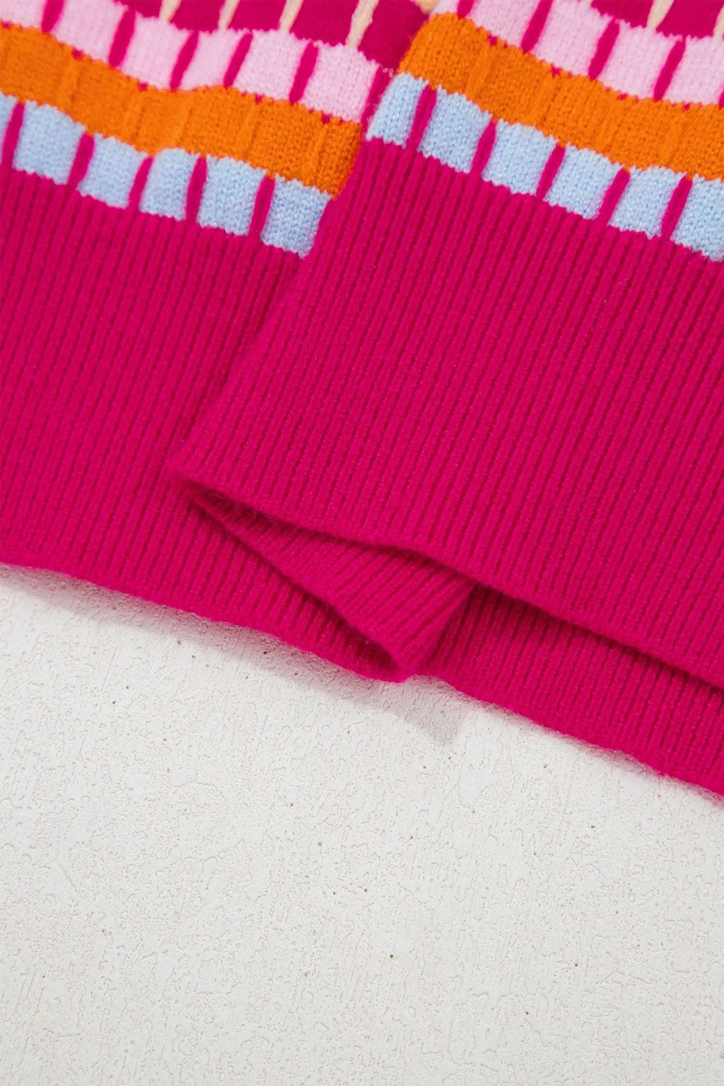 Zaria | Striped Short Sleeve Knit Sweater with Fine Gauge Finish
