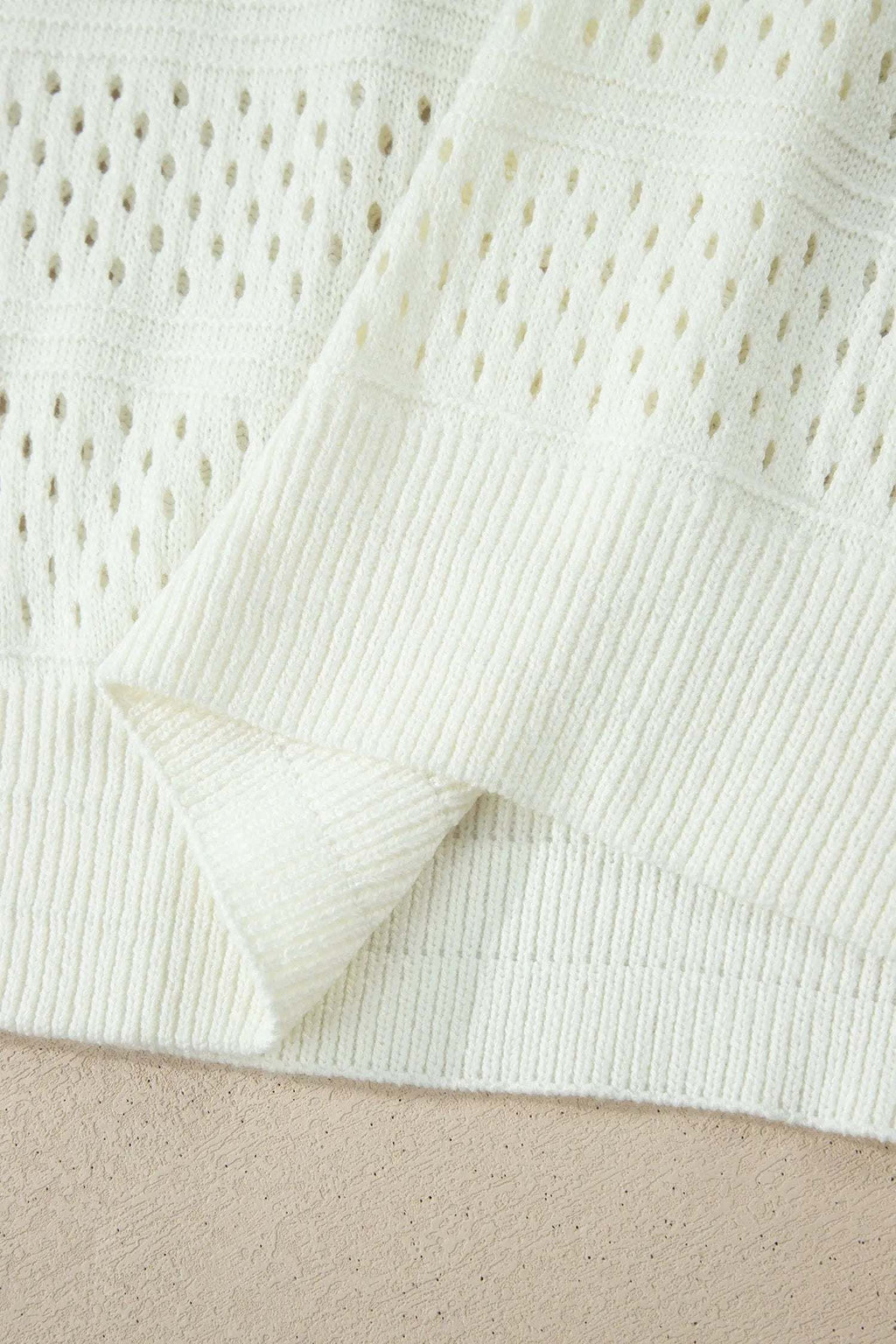Celeste | Eyelet Knit Short Dolman Sleeve Sweater in Extended Sizes