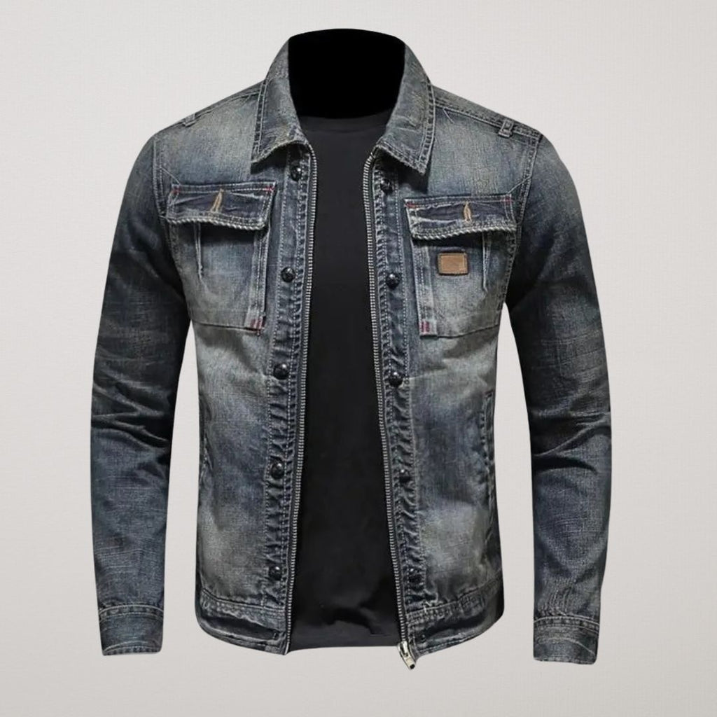 Lorenzi | Rigid Cotton Denim Jacket for Year Round Casual Layering