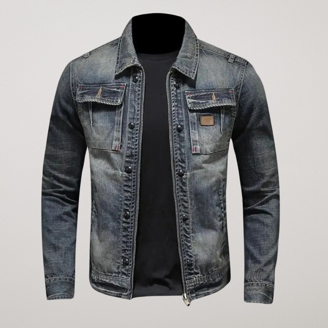Lorenzi | Rigid Cotton Denim Jacket for Year Round Casual Layering