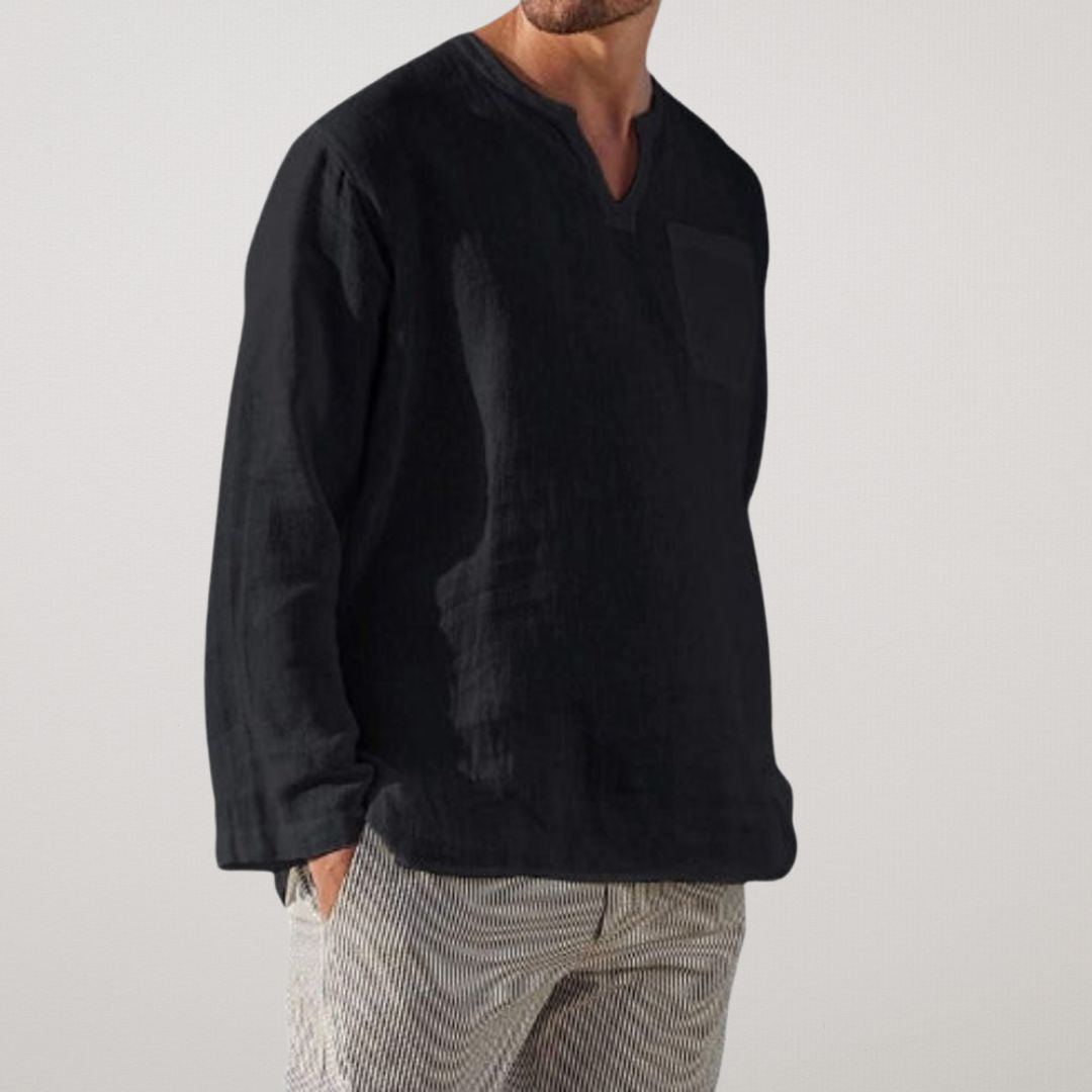 Brenzo | Long Sleeve Breathable Linen Shirt for Summer Evenings and Travel