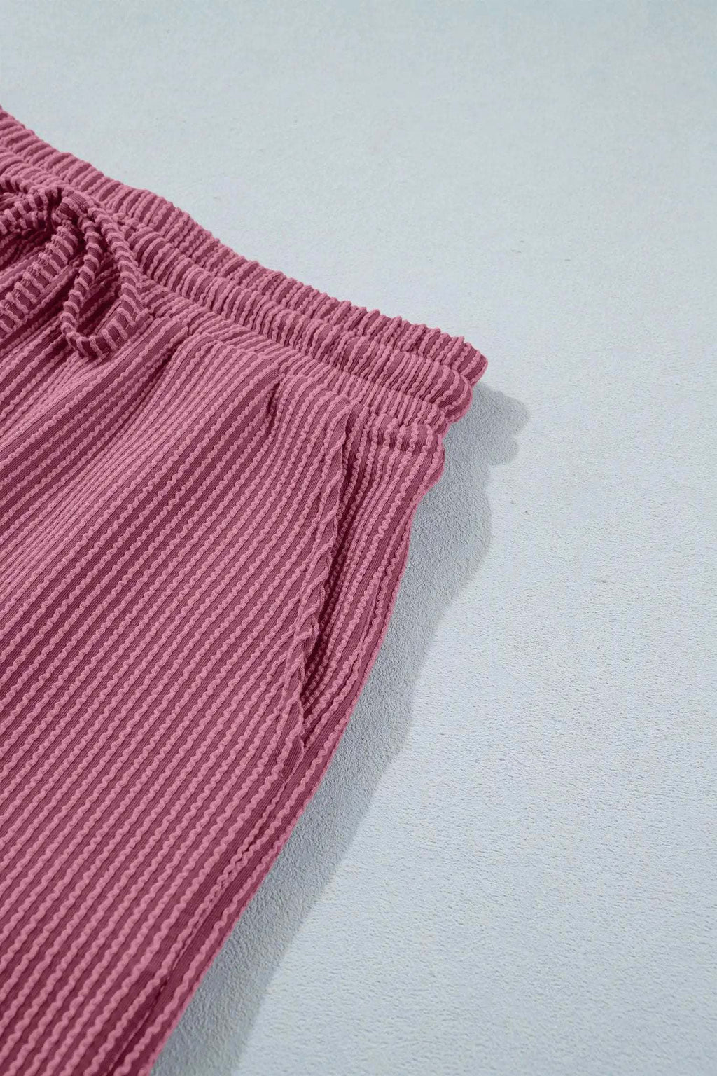 Wrenna | Ribbed Twist Front Tee and Drawstring Shorts Two Piece Set