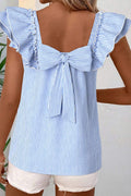 Fayette | Square Neck Ruffle Sleeve Blouse with Bow Detail