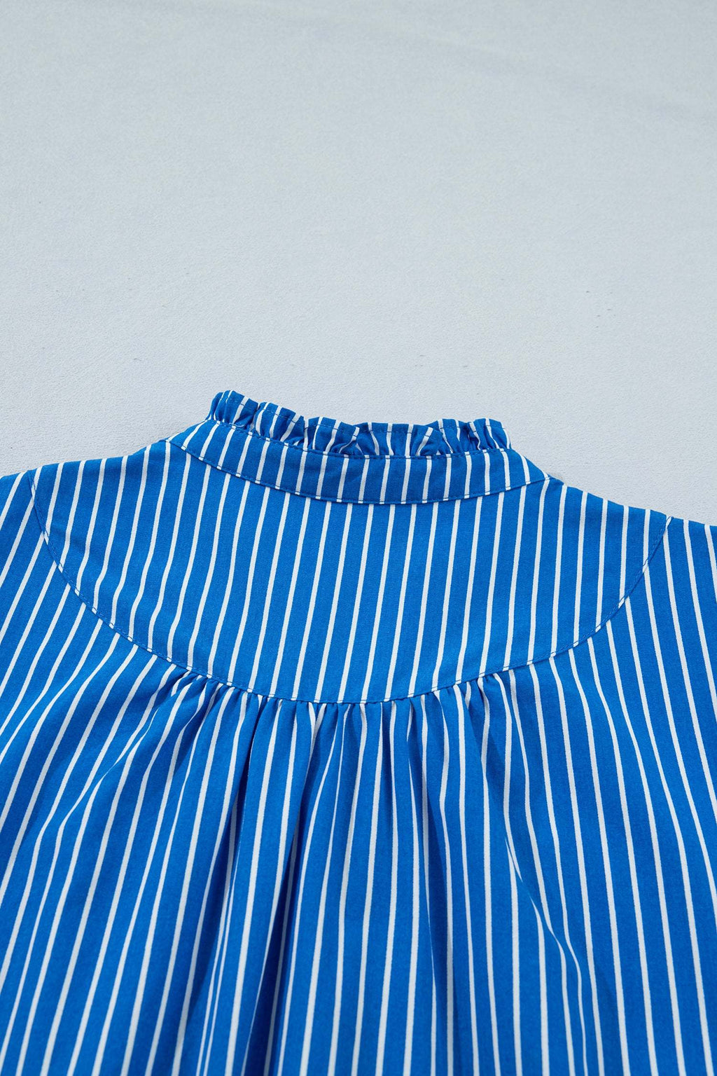 Ophelia | Striped Puff Sleeve Button Front Blouse with Ruffle Detail