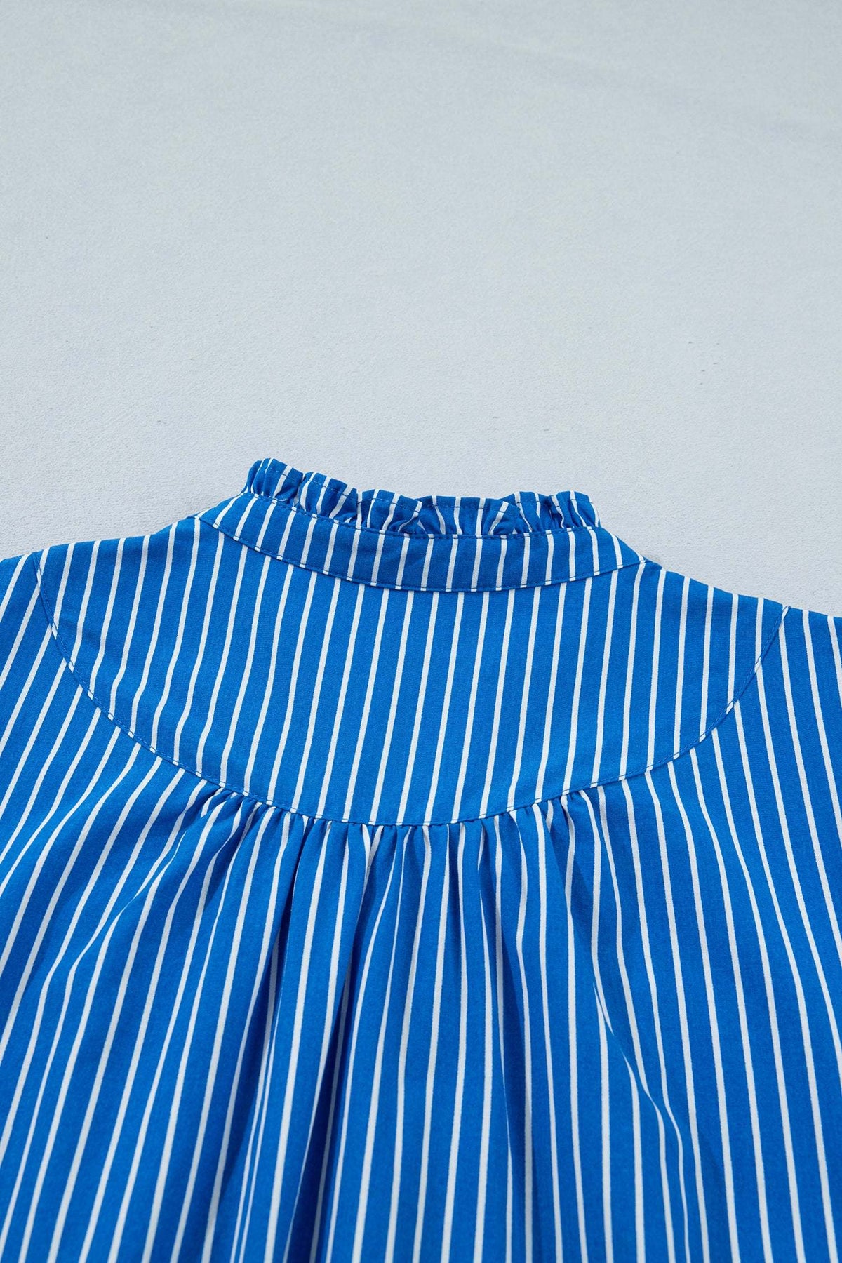 Ophelia | Striped Puff Sleeve Button Front Blouse with Ruffle Detail
