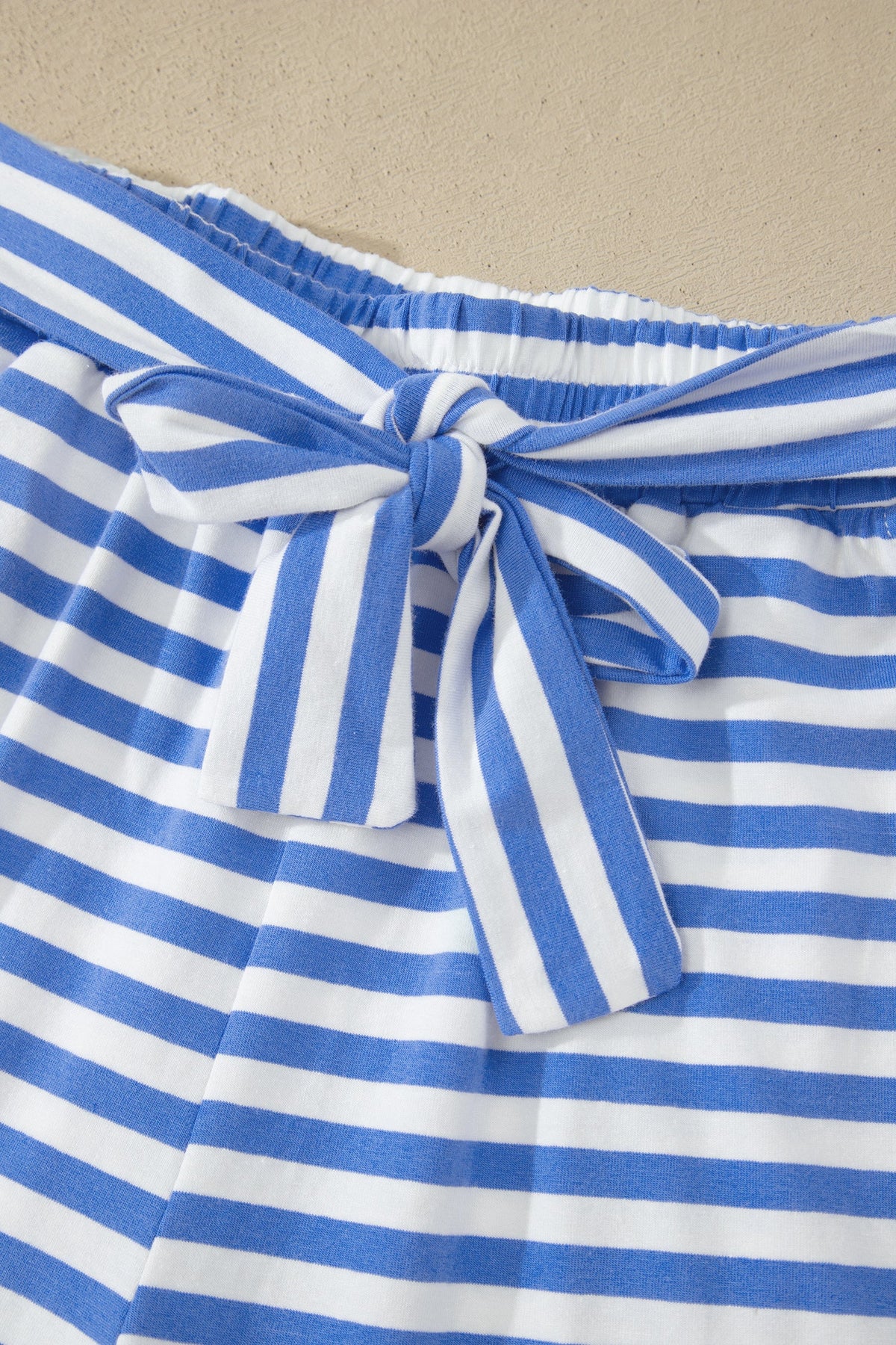 Lucienne | Striped Crewneck Tee and Knot Front Shorts Two Piece Set