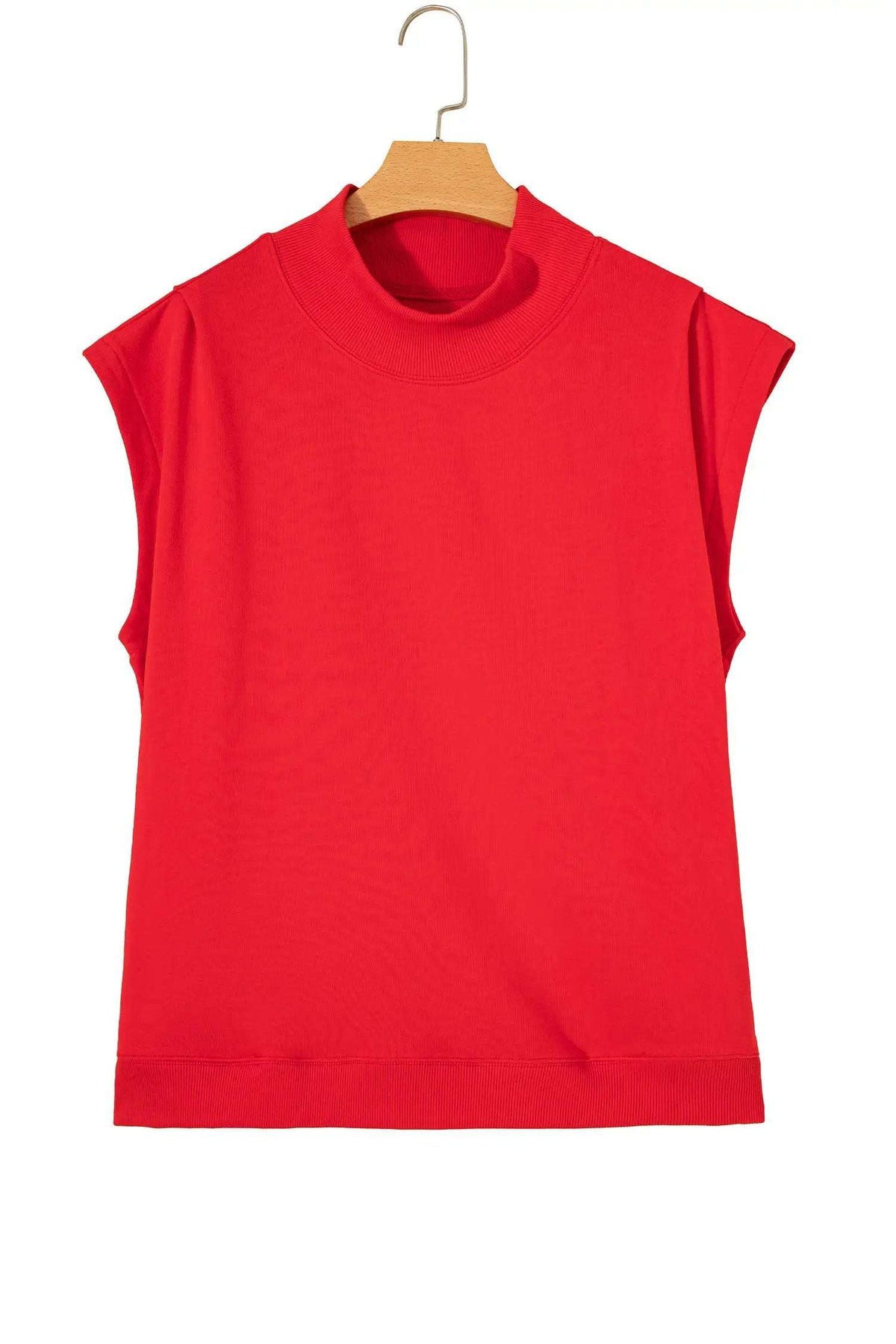 Danae | Mock Neck Cap Sleeve Relaxed Top for Everyday Layering