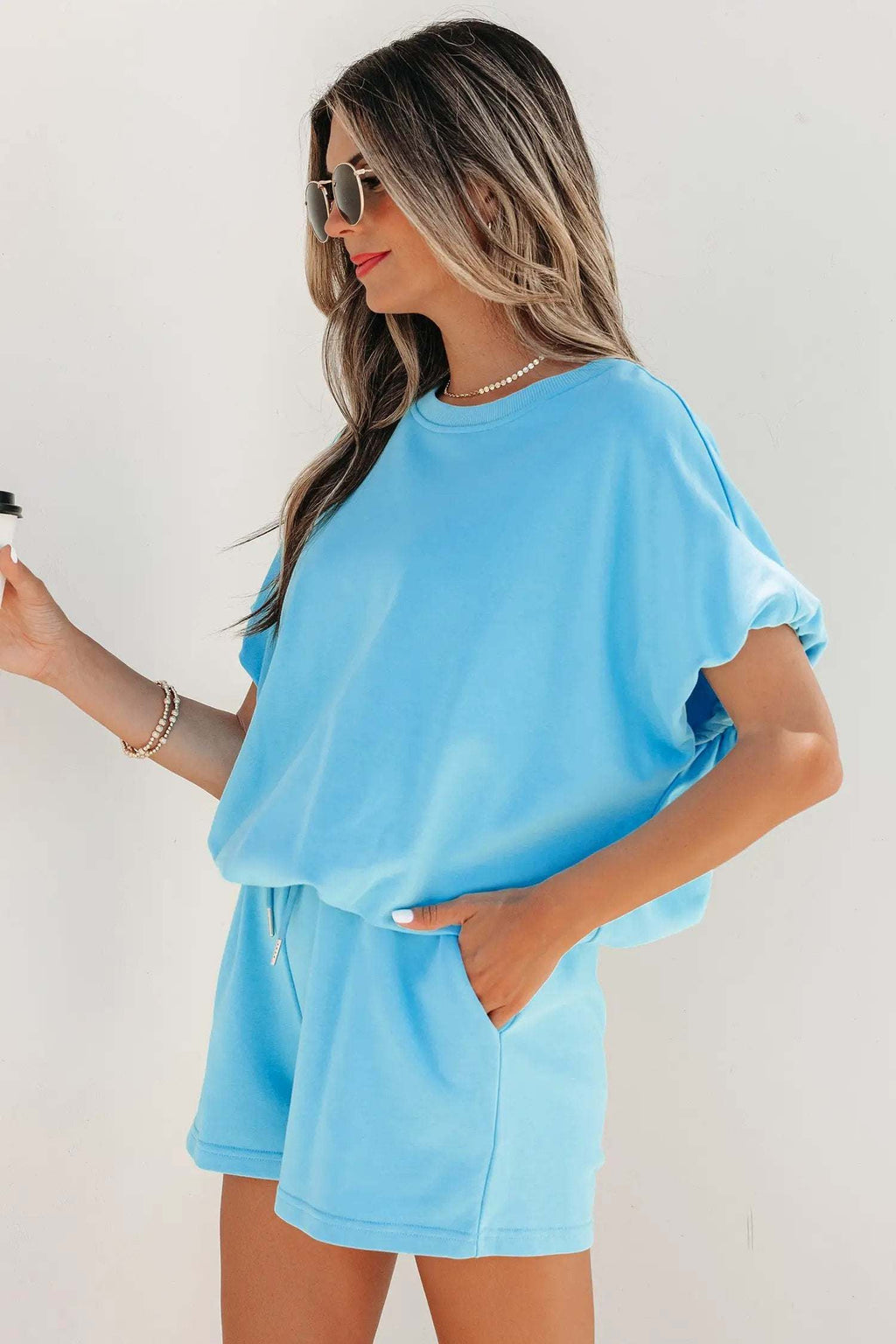 Paloma | Relaxed Blouson Top and Drawstring Shorts Two Piece Set