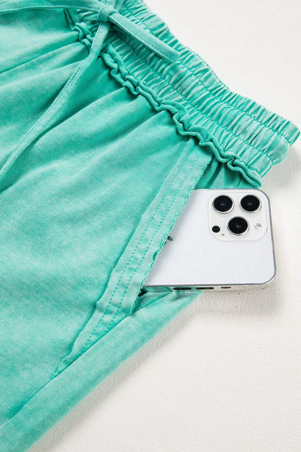 Carlotta | Mineral Washed Drawstring Shorts with Raw Edge Hem