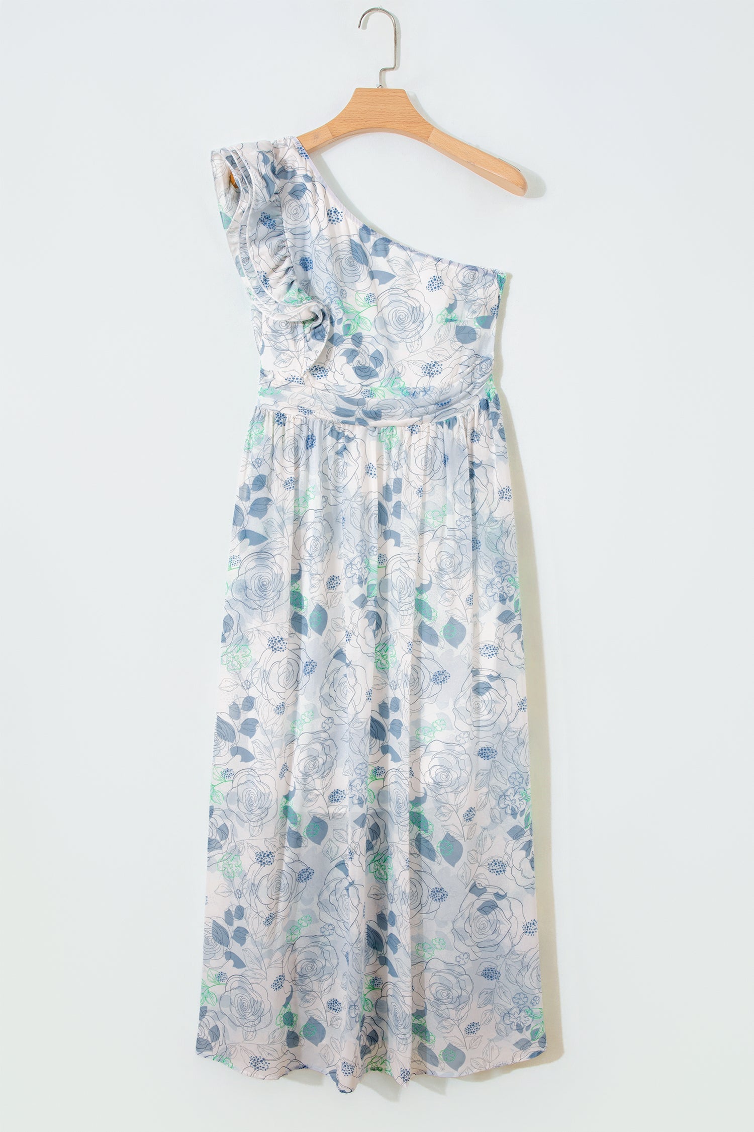 Giulietta | Floral One Shoulder Ruffled Maxi Dress for Summer Occasions