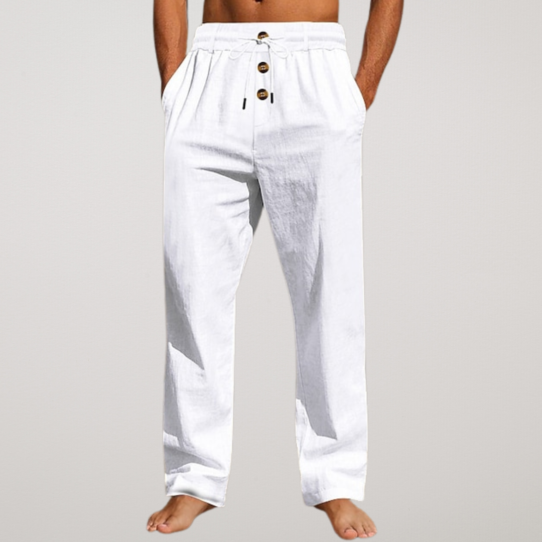 Bassero | Straight Leg Pure Linen Trousers for Resort Days and Warm Evenings