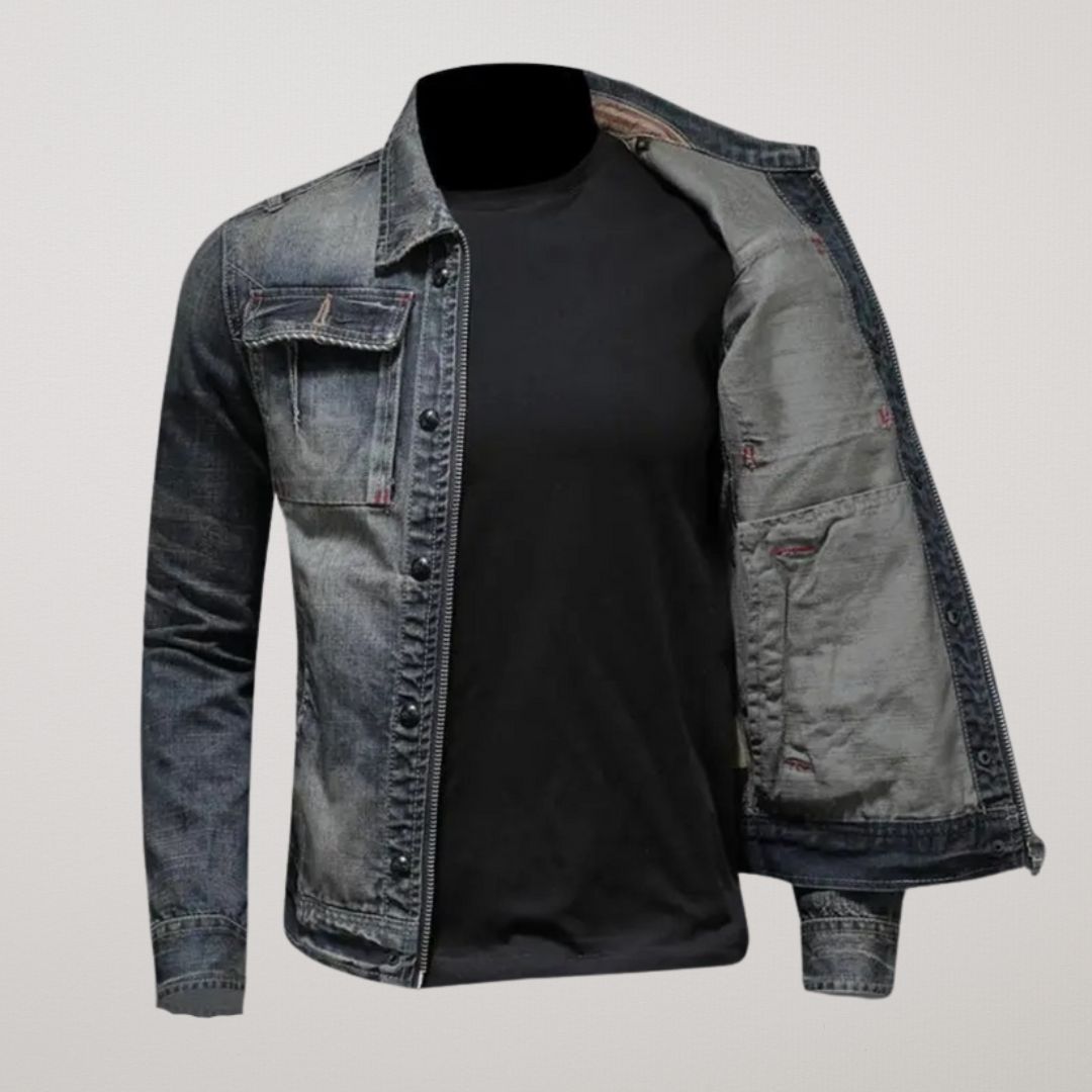 Lorenzi | Rigid Cotton Denim Jacket for Year Round Casual Layering