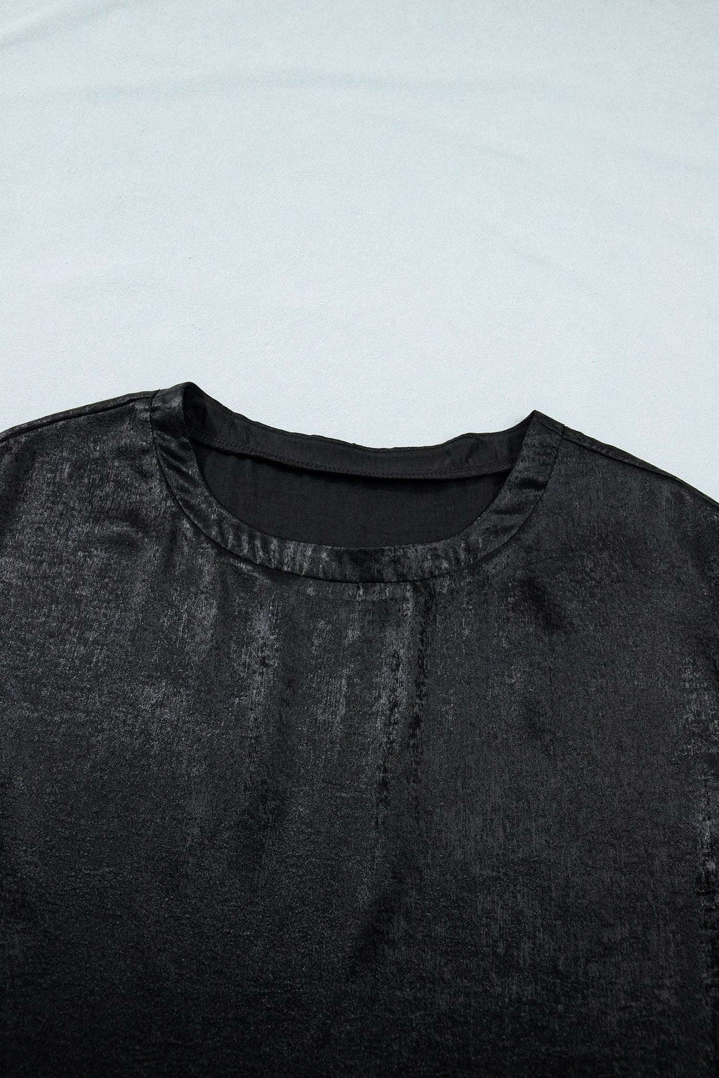 Francesca | Metallic Finish Round Neck Cap Sleeve Top