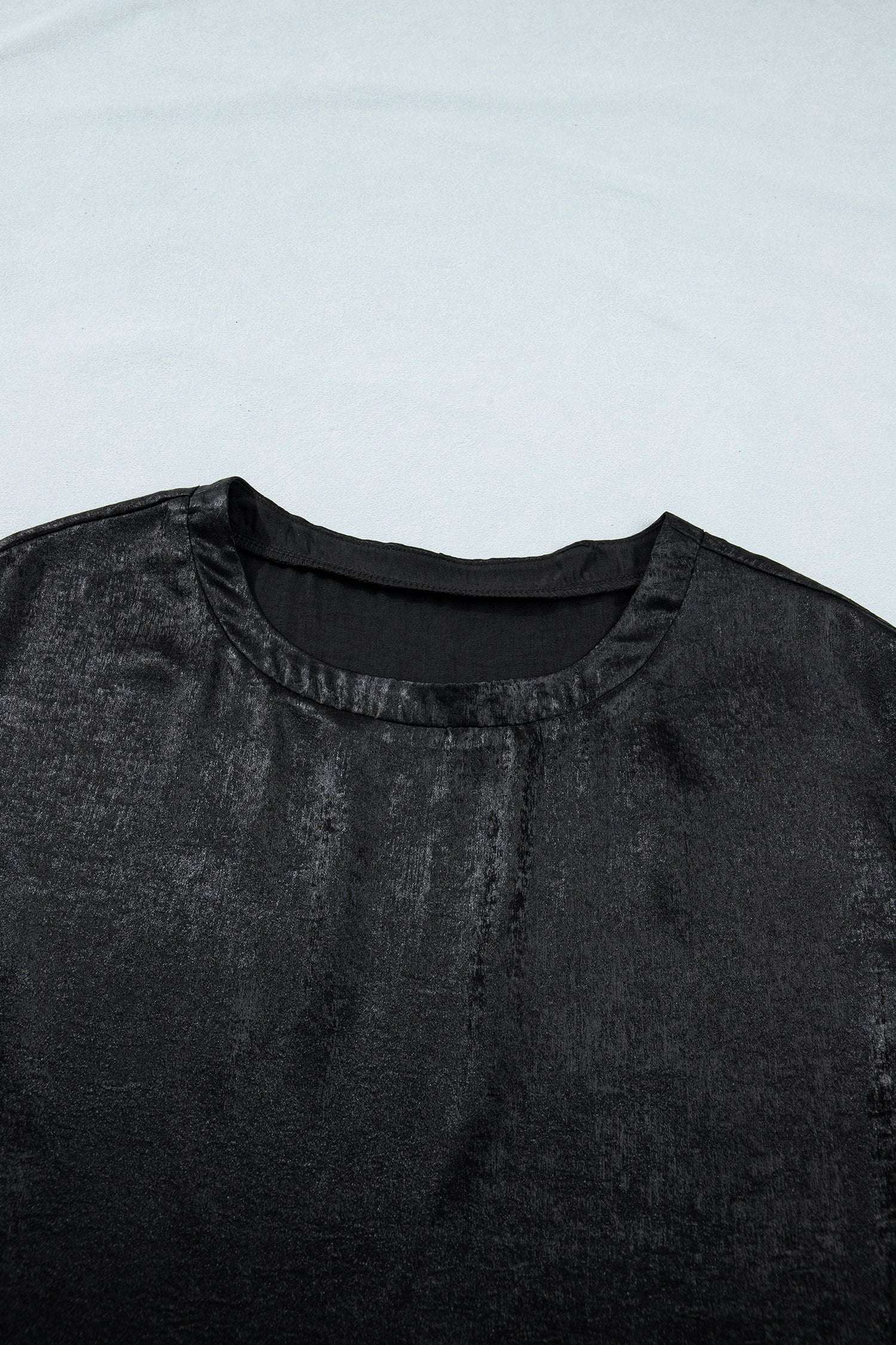Francesca | Metallic Finish Round Neck Cap Sleeve Top
