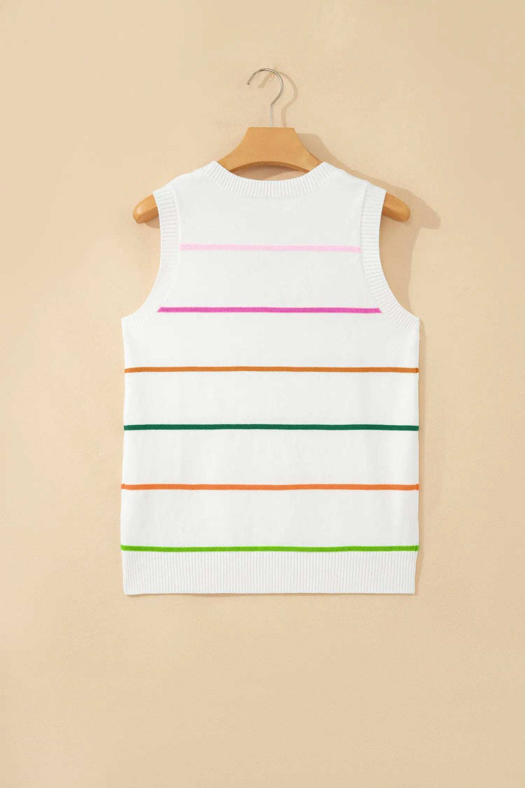 Elowen | Striped Knit Sweater Tank Top with Round Neckline