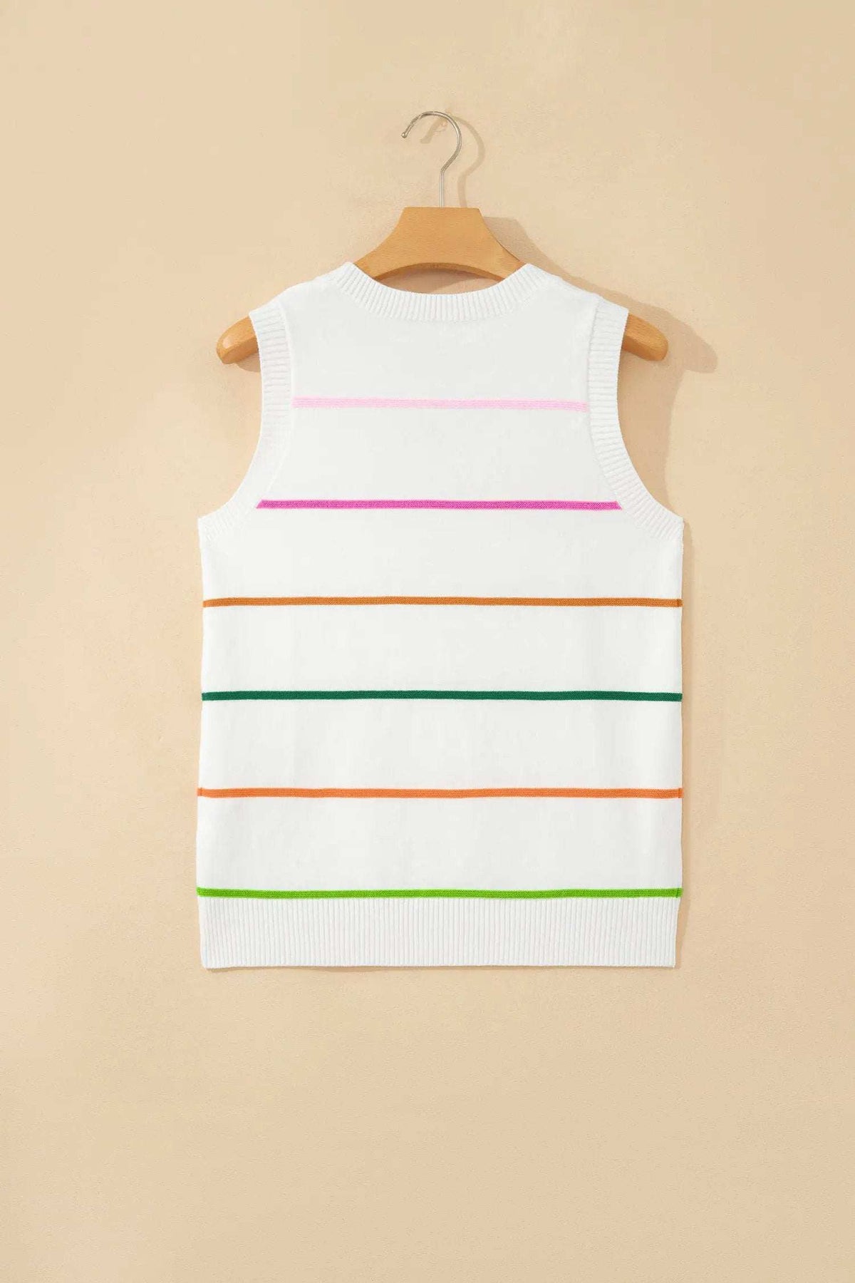 Elowen | Striped Knit Sweater Tank Top with Round Neckline