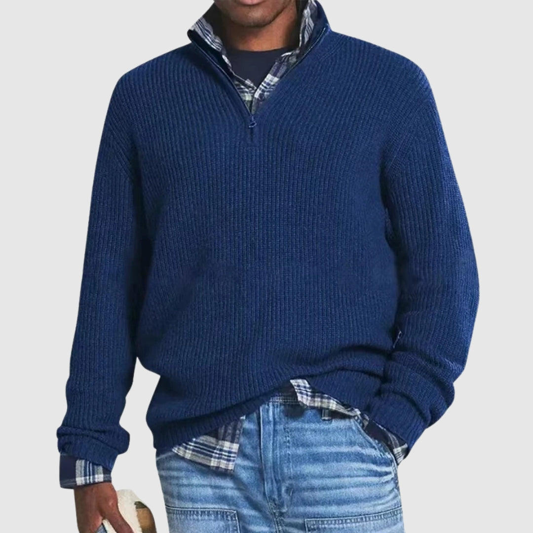 Milvano | Premium Half Zip Ribbed Sweater for Cool Evenings and Office Days