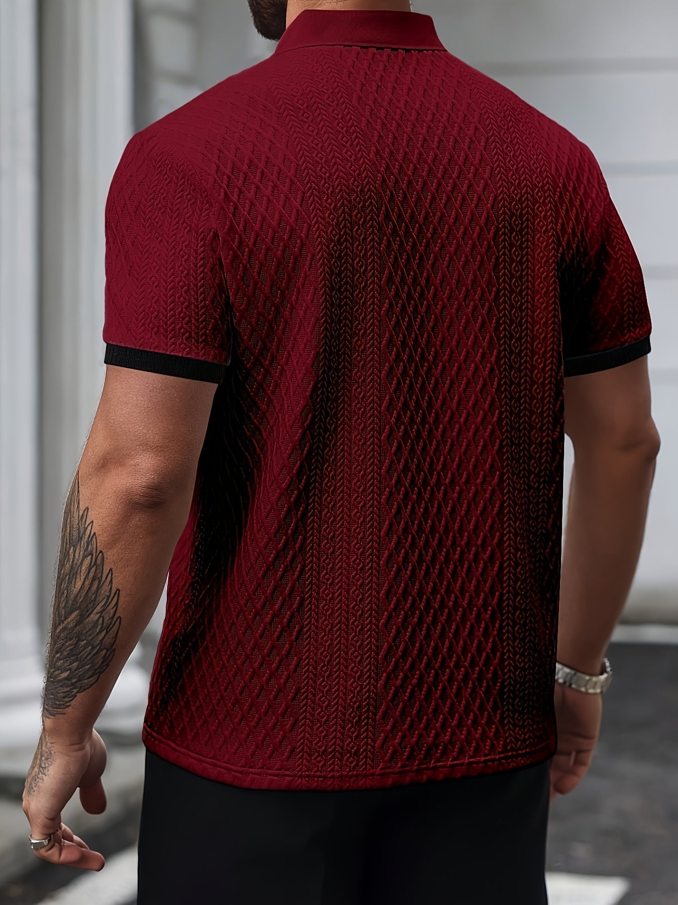 Dorello | Structured Collar Stretch Polo Shirt for Men with Tailored Regular Fit