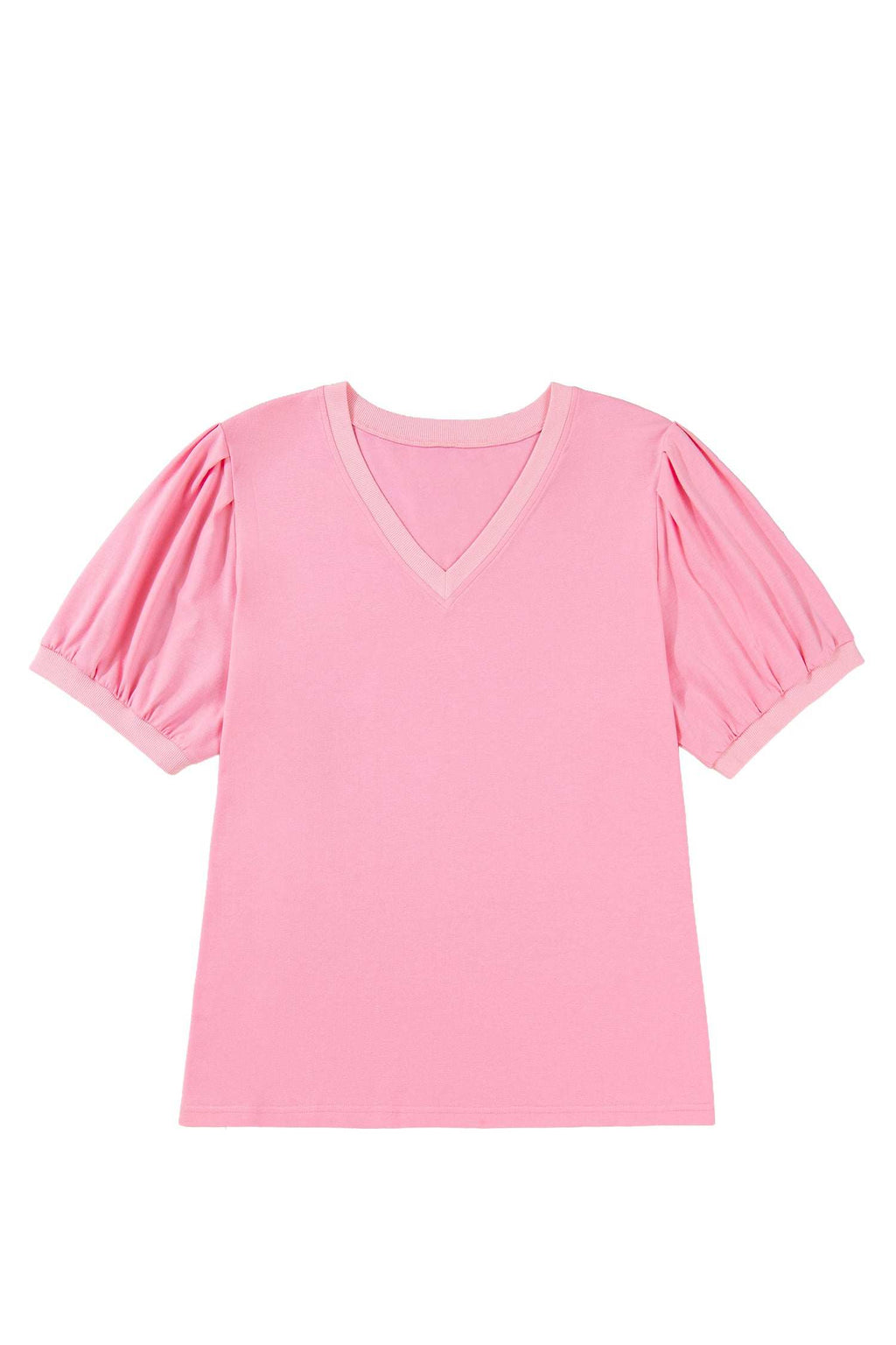 Amalie | Pleated V Neck Puff Sleeve Blouse in Extended Sizes