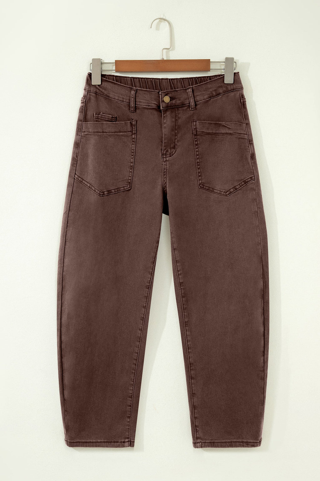 Romilly | Ankle Length Barrel Leg Jeans with Square Patch Pockets
