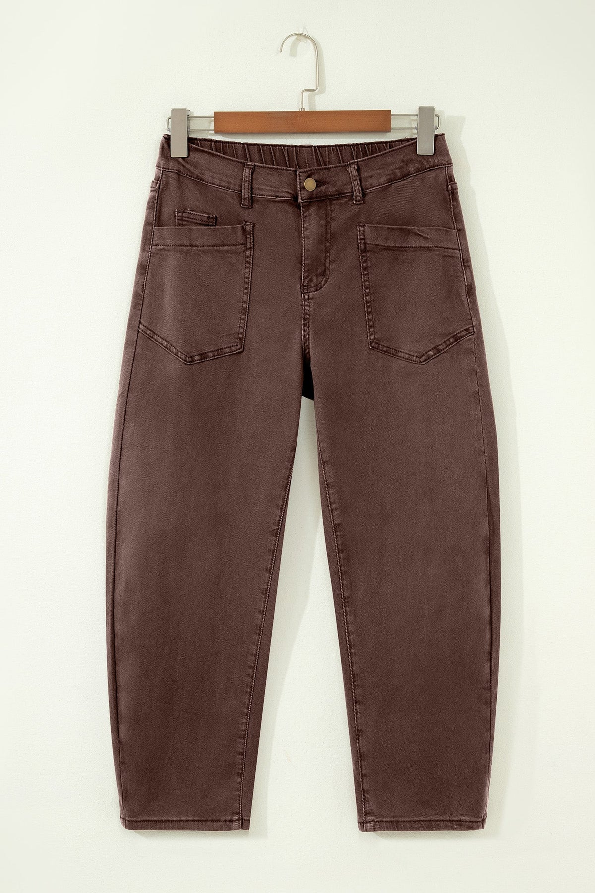 Romilly | Ankle Length Barrel Leg Jeans with Square Patch Pockets