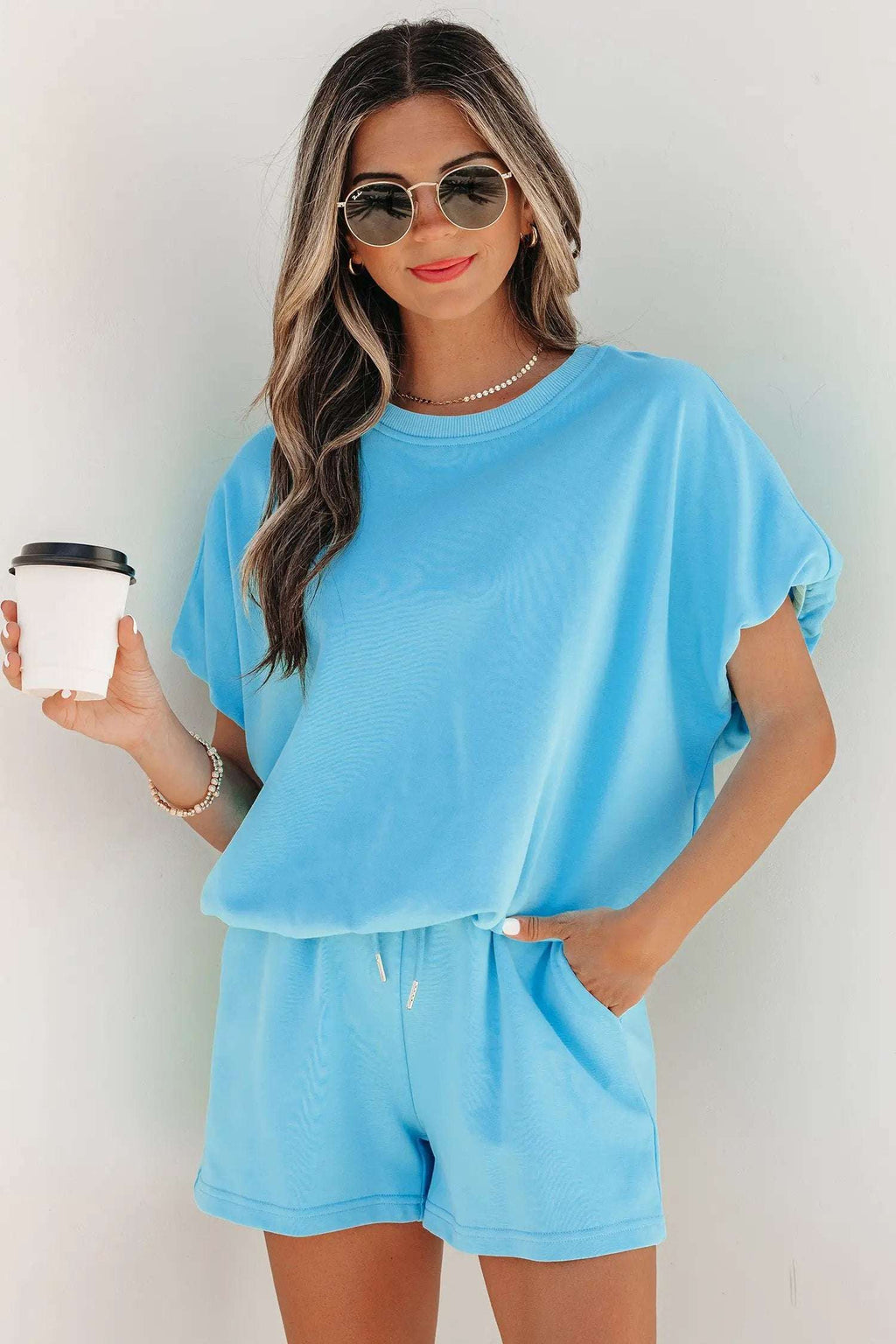 Paloma | Relaxed Blouson Top and Drawstring Shorts Two Piece Set