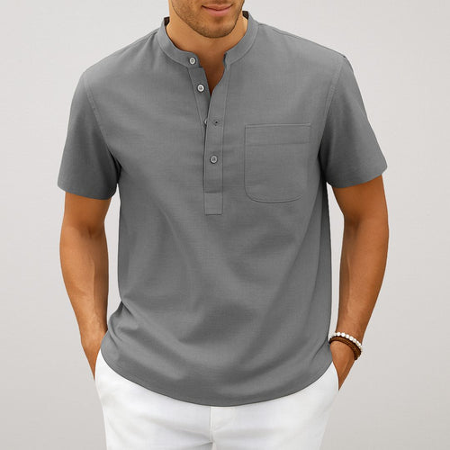 Amalfino | Short Sleeve Buttoned Henley Shirt for Relaxed Summer Layering