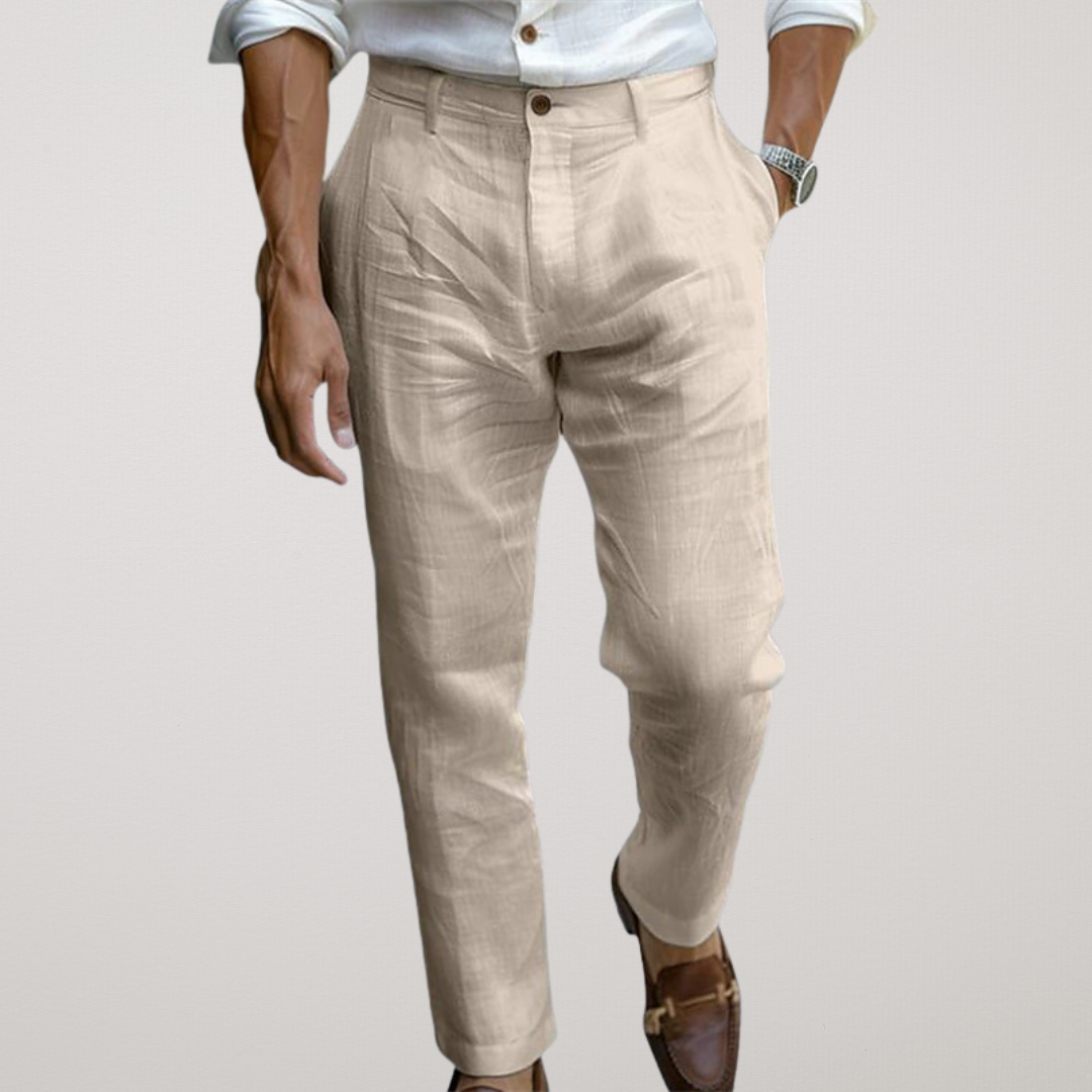 Rinaldo | Tapered Pure Linen Trousers for Resort Wear and Summer Events