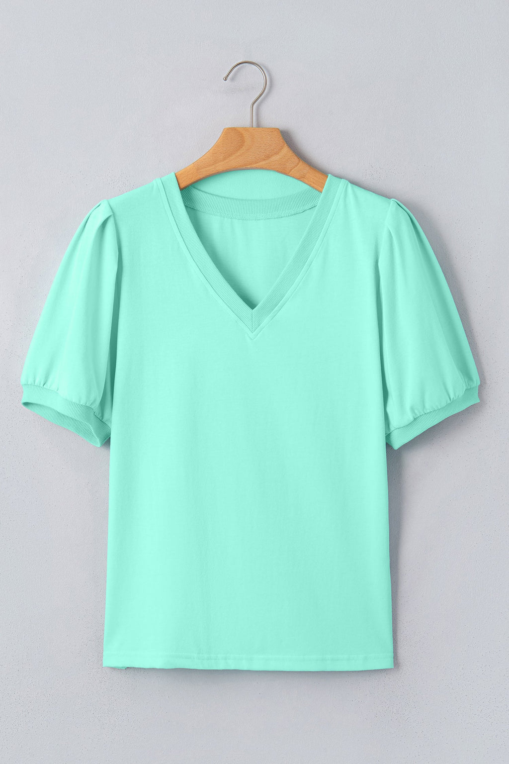 Willa | V Neck Puff Sleeve Blouse in a Clean Solid Finish
