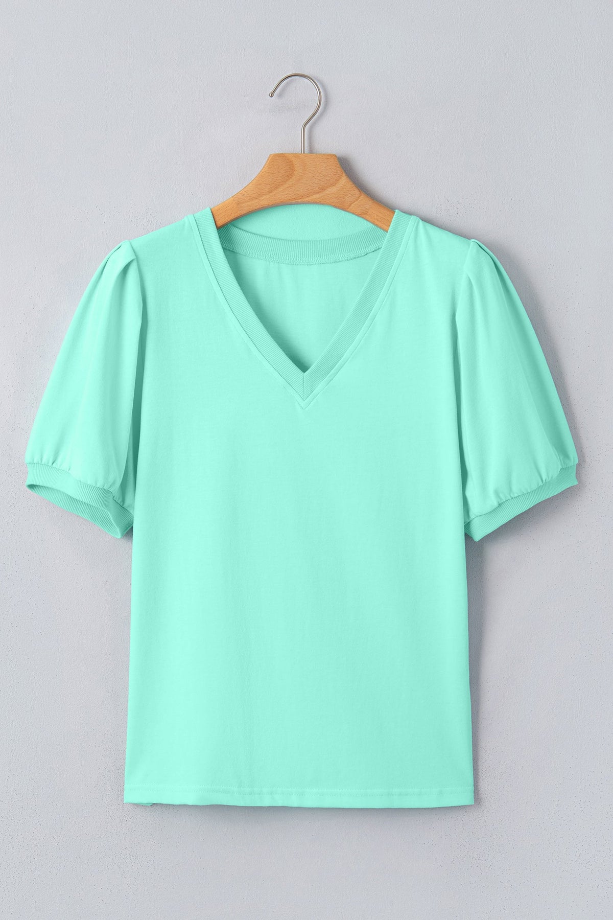 Willa | V Neck Puff Sleeve Blouse in a Clean Solid Finish