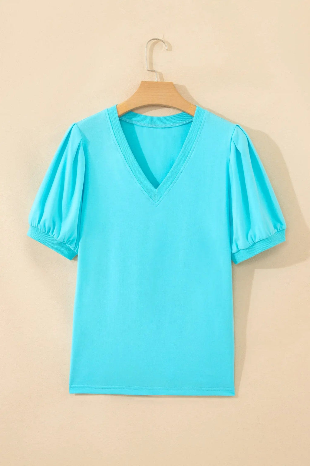 Willa | V Neck Puff Sleeve Blouse in a Clean Solid Finish
