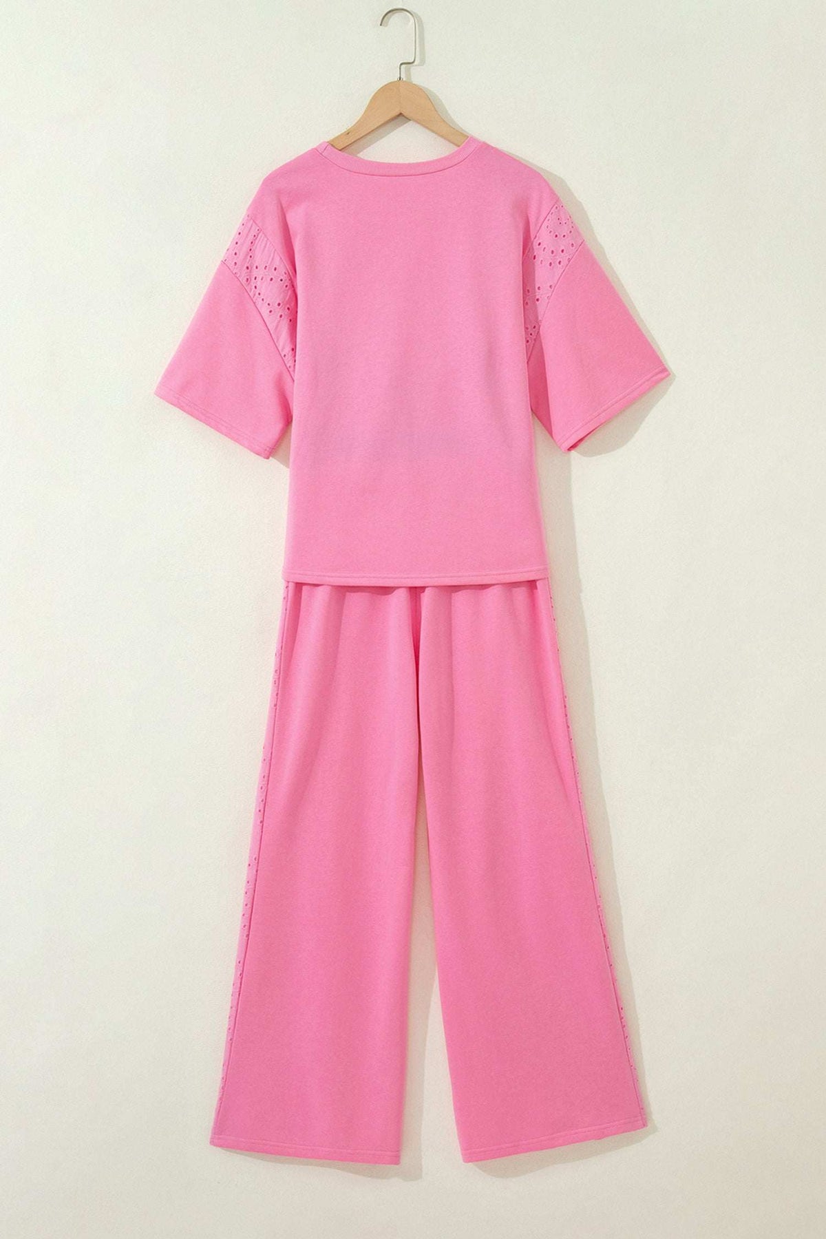 Margaux | Lace Panelled Half Sleeve Top and Wide Leg Pants Two Piece Set