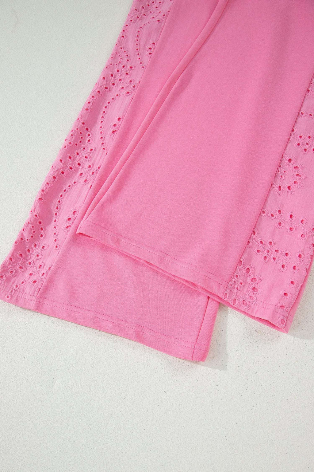 Margaux | Lace Panelled Half Sleeve Top and Wide Leg Pants Two Piece Set