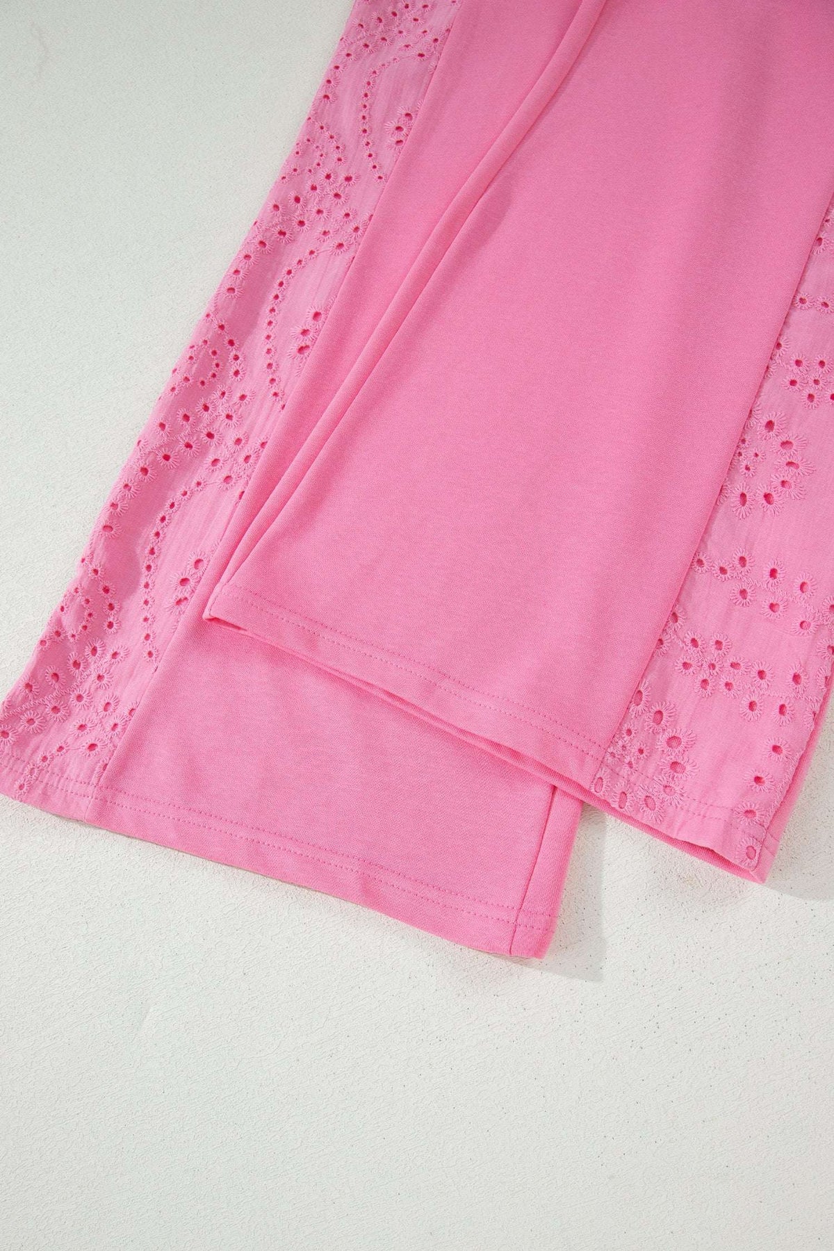 Margaux | Lace Panelled Half Sleeve Top and Wide Leg Pants Two Piece Set